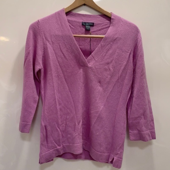 Lavender Cashmere Vneck Sweater - Picture 1 of 5